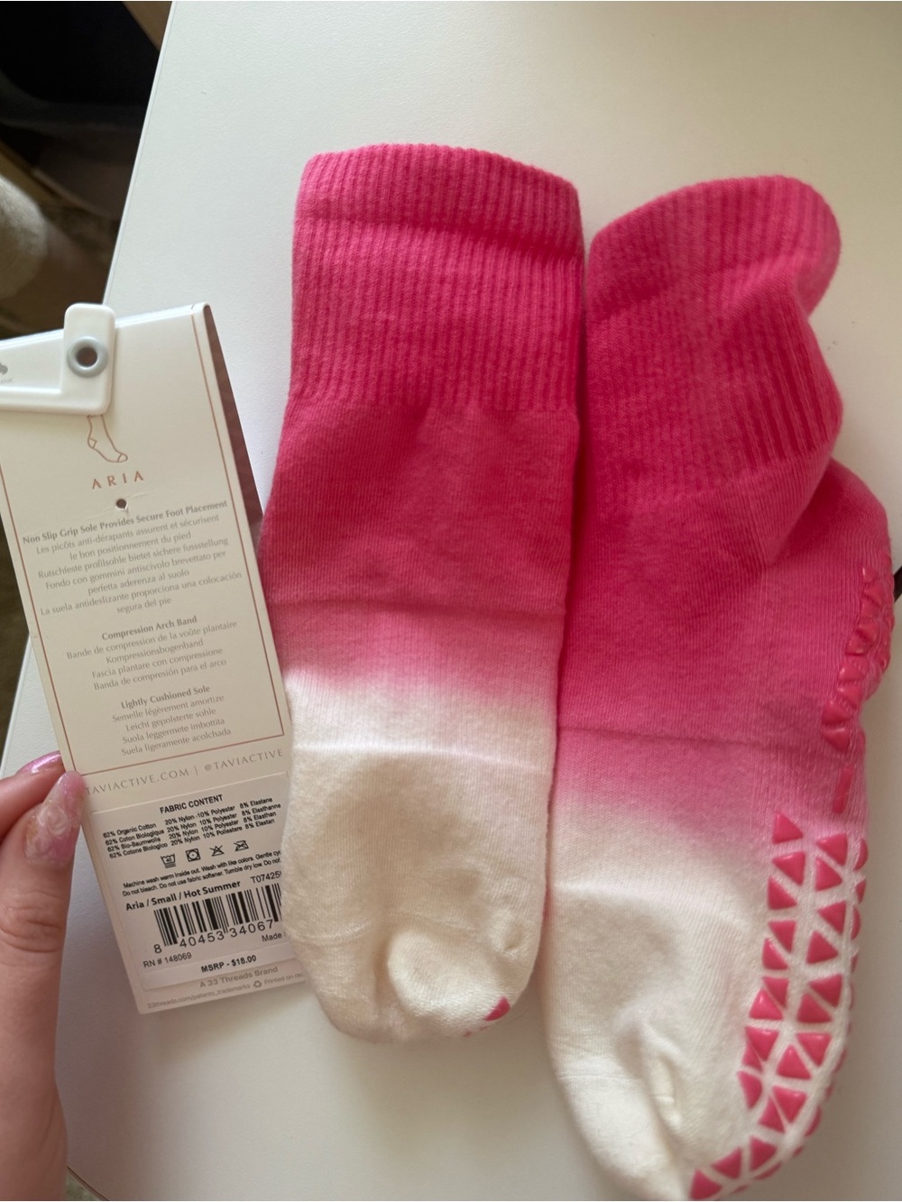 Tavi Pink Ombre Non-Slip Women's Socks